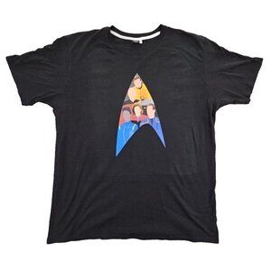 Star Trek Captains T-Shirt Men's XXL Black 48" Chest TOS DS9 VOY ENT TNG DISCO